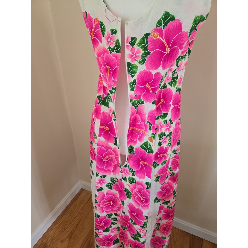 VTG Rare Pomare Hawaiian Sleeveless Cotton Dress Empire Waist Back Pleated 14 - Picture 6 of 16